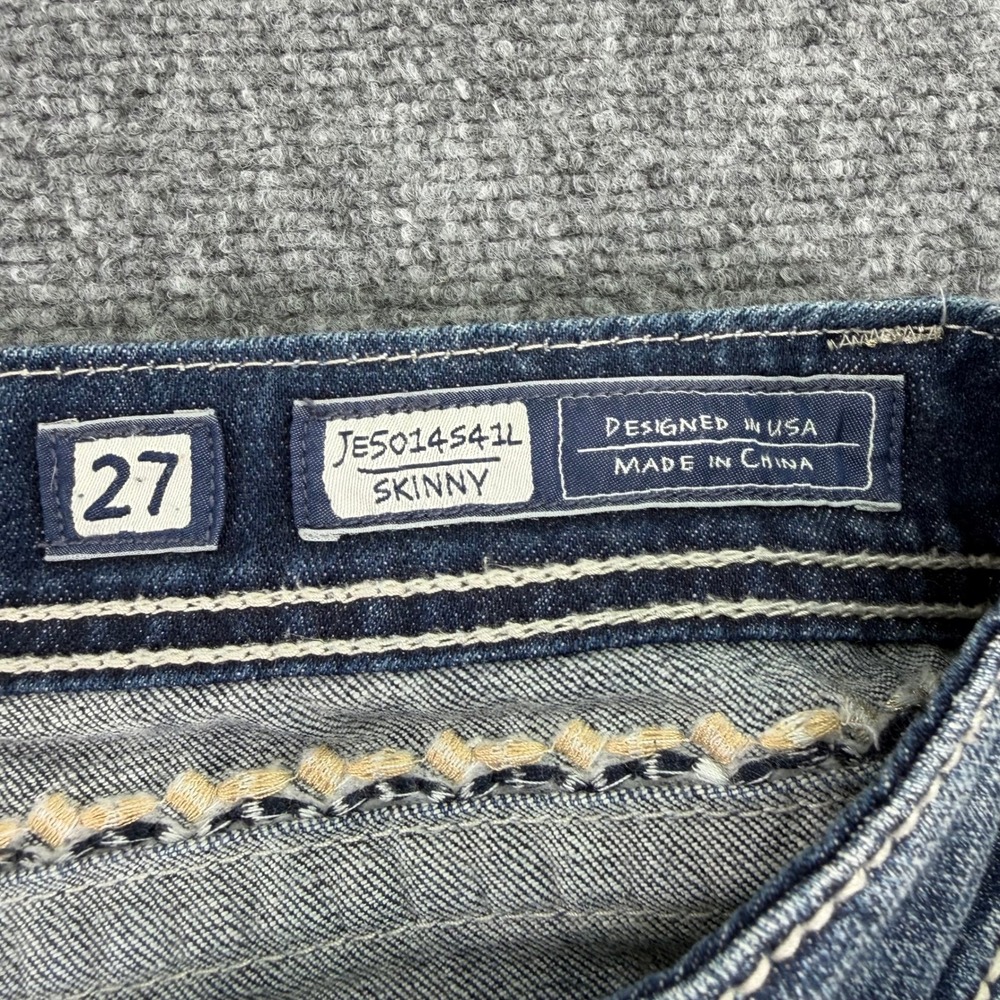 Miss Me Jeans Womens 27 (Fits 30x31) Dark Wash Skinny Buckle Flap Pocket Denim - Picture 4 of 16